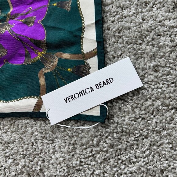 NWT Veronica Beard Print Scarf Women's Green Purple Cream - Picture 5 of 6